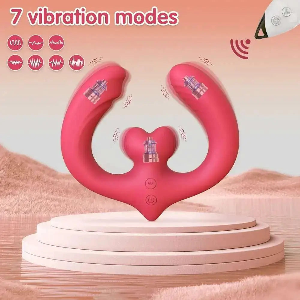 G-Spot Double-Ended Sex Toys Dildo Vibrator for Women Lesbian Couples 7 Vibration Vibrators Strapless Strap-on Adults