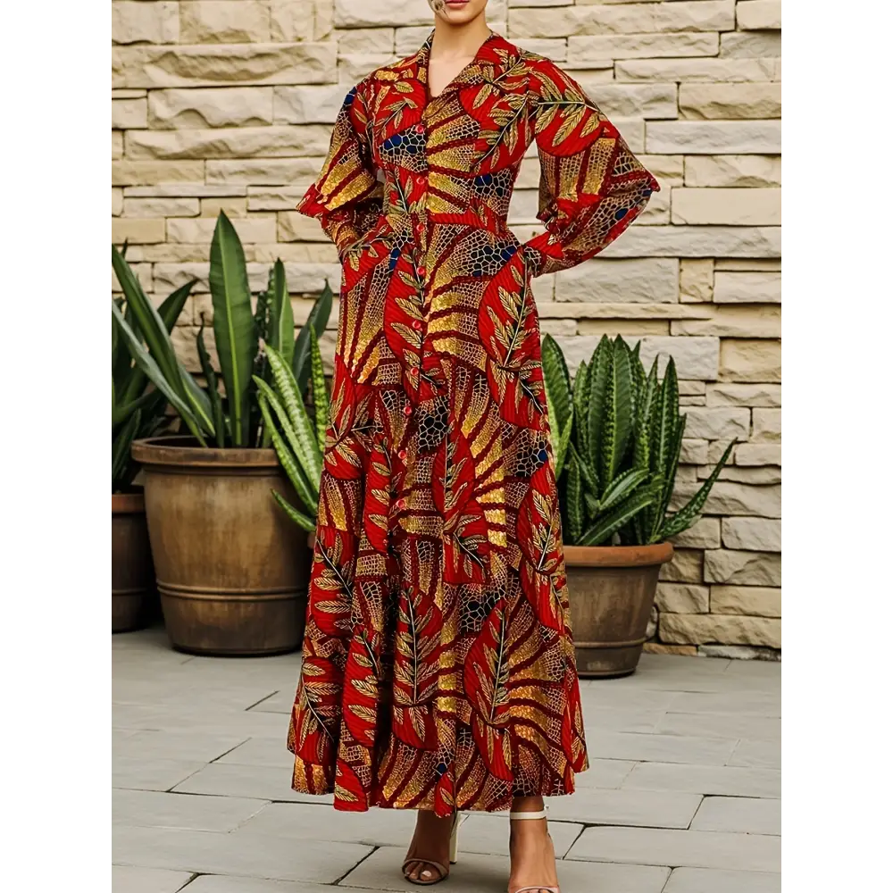 Stylish plus size shirt dress with African democratic tropical tribal print, perfect for holiday party dates and more.