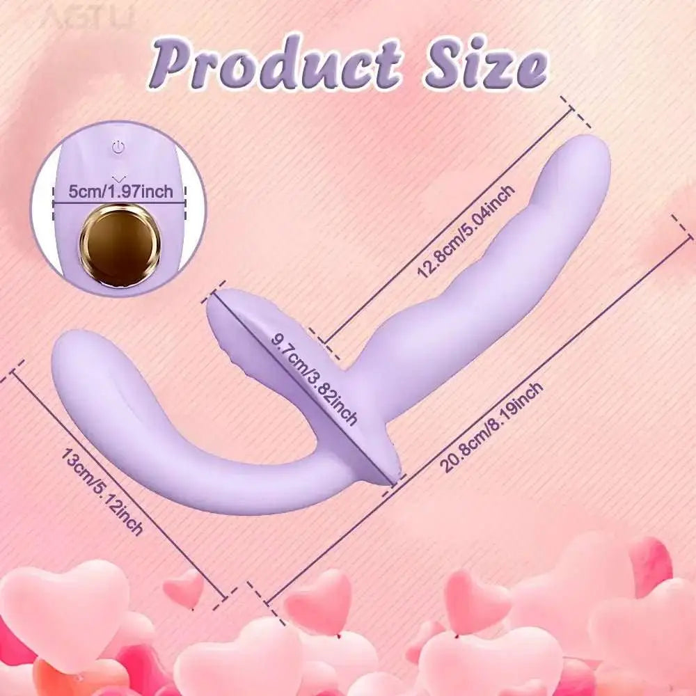 APP Strapless Strap-On G-Spot Dildo Vibrator Realistic Double-Ended Vibrating Butt Plug Anal Sex Toys for Women