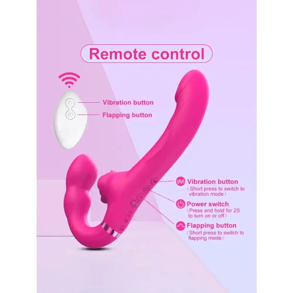 APP Strapless Strap-On G-Spot Dildo Vibrator Realistic Double-Ended Vibrating Butt Plug Anal Sex Toys for Women