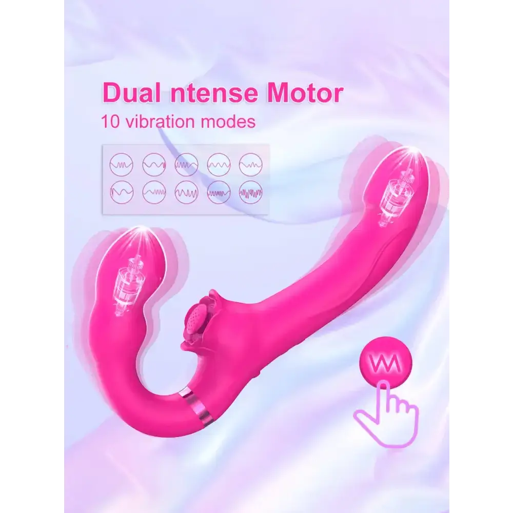APP Strapless Strap-On G-Spot Dildo Vibrator Realistic Double-Ended Vibrating Butt Plug Anal Sex Toys for Women