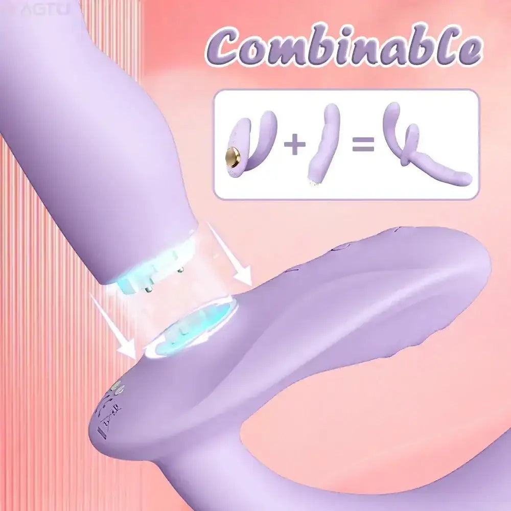 APP Strapless Strap-On G-Spot Dildo Vibrator Realistic Double-Ended Vibrating Butt Plug Anal Sex Toys for Women