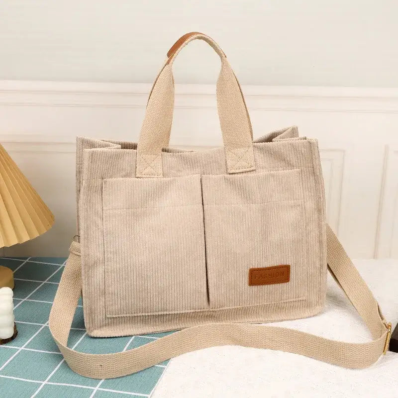 Ladies’ Handbag Large Capacity New Fashionable Canvas Bag - Oversized / khaki - Handbags
