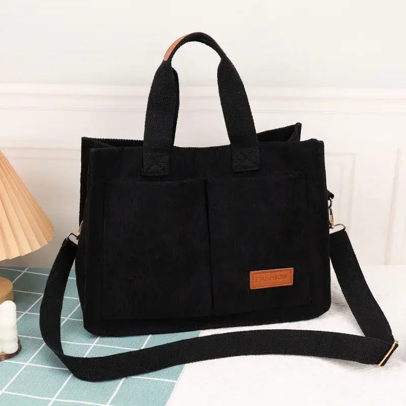 Ladies’ Handbag Large Capacity New Fashionable Canvas Bag - Oversized / black - Handbags